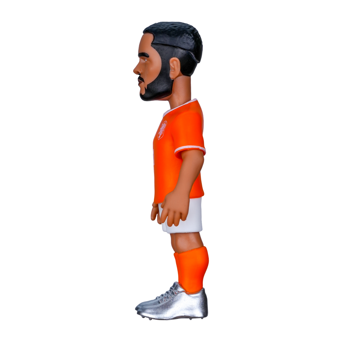 Minix Cody Gakpo football figurine in a bright orange Netherlands jersey, white shorts, orange socks and silver boots