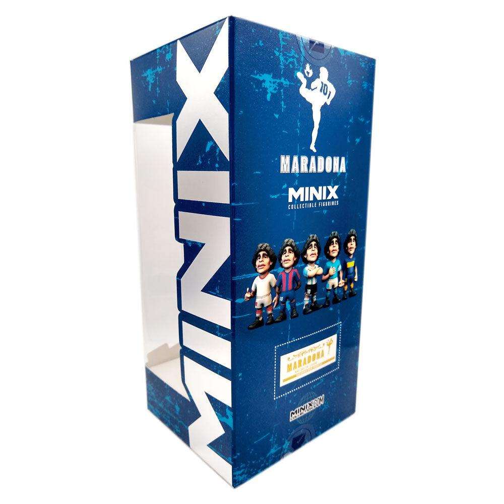 Minix Diego Maradona Argentina Figurine in a blue and white window display box featuring a small football figure and MINIX branding