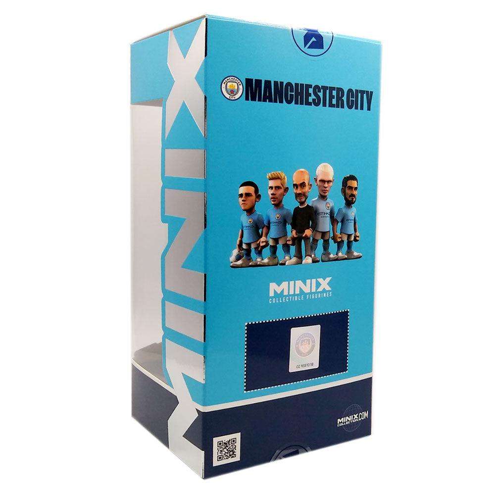 Minix Phil Foden Manchester City collectible in a turquoise display box with club branding and player figures