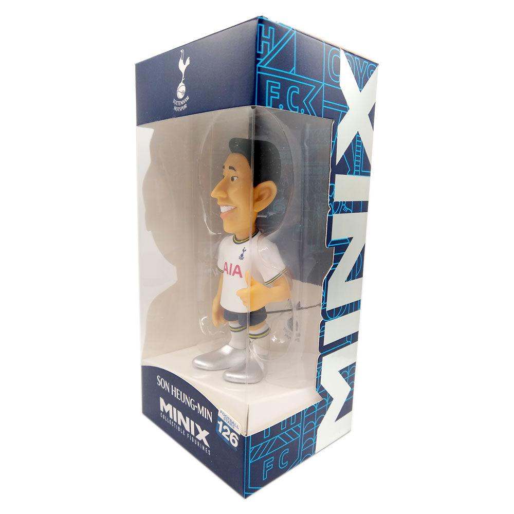 Minix Son Heung-min Tottenham Hotspur figurine in a white kit with navy trim, displayed in a blue window box