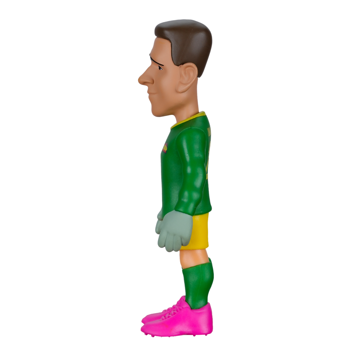 Minix Unai Simón figurine in a green goalkeeper shirt, yellow shorts, green socks and bright pink boots