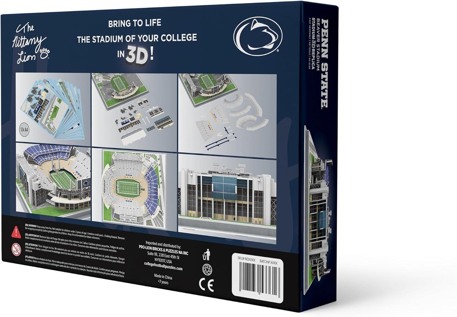 Penn State Nittany Lions Beaver Stadium 3D puzzle model with 134 pieces and detailed stadium design