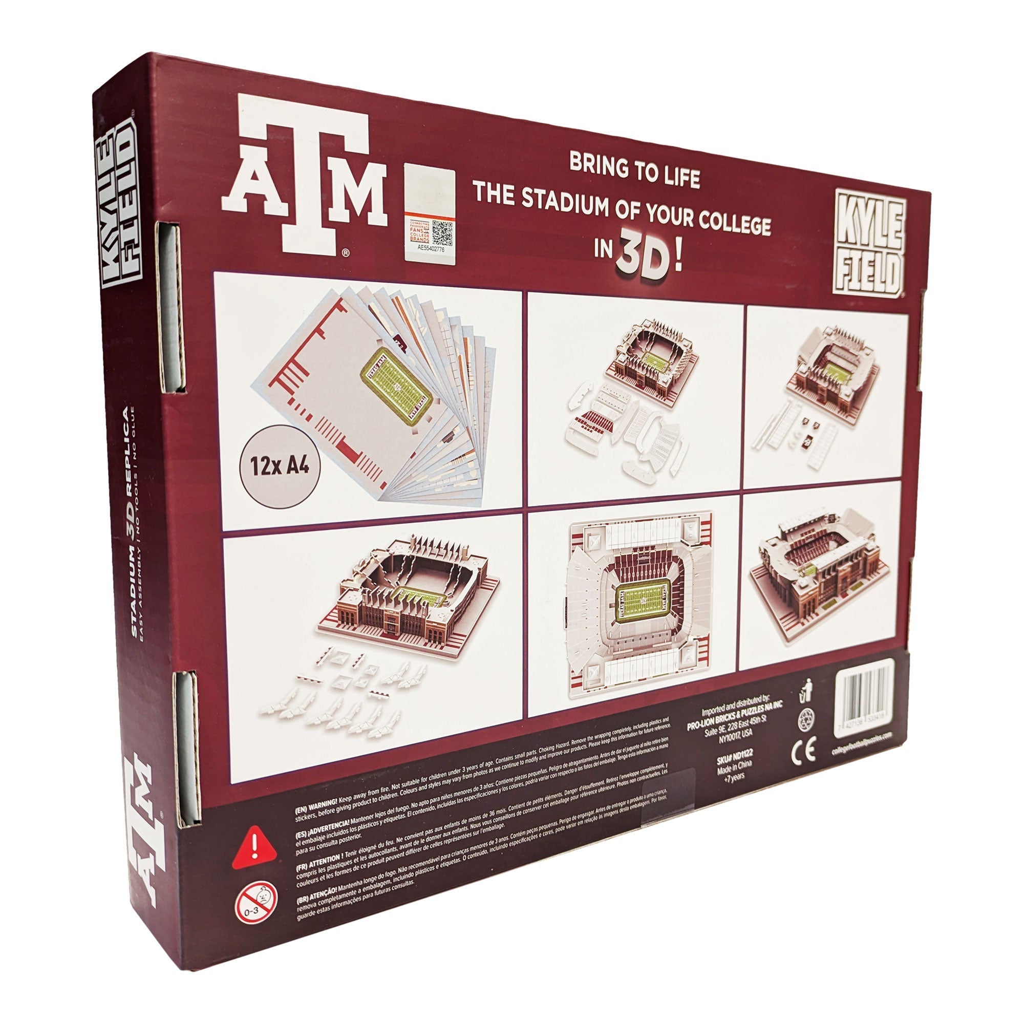 Texas A&M Kyle Field 3D replica puzzle showing detailed maroon stadium model