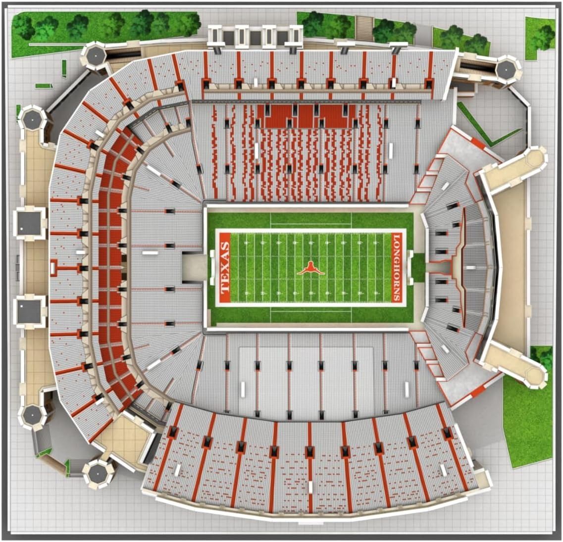Texas Longhorns Darrell K Royal-Texas Memorial Stadium 3D puzzle model showing detailed stadium replica