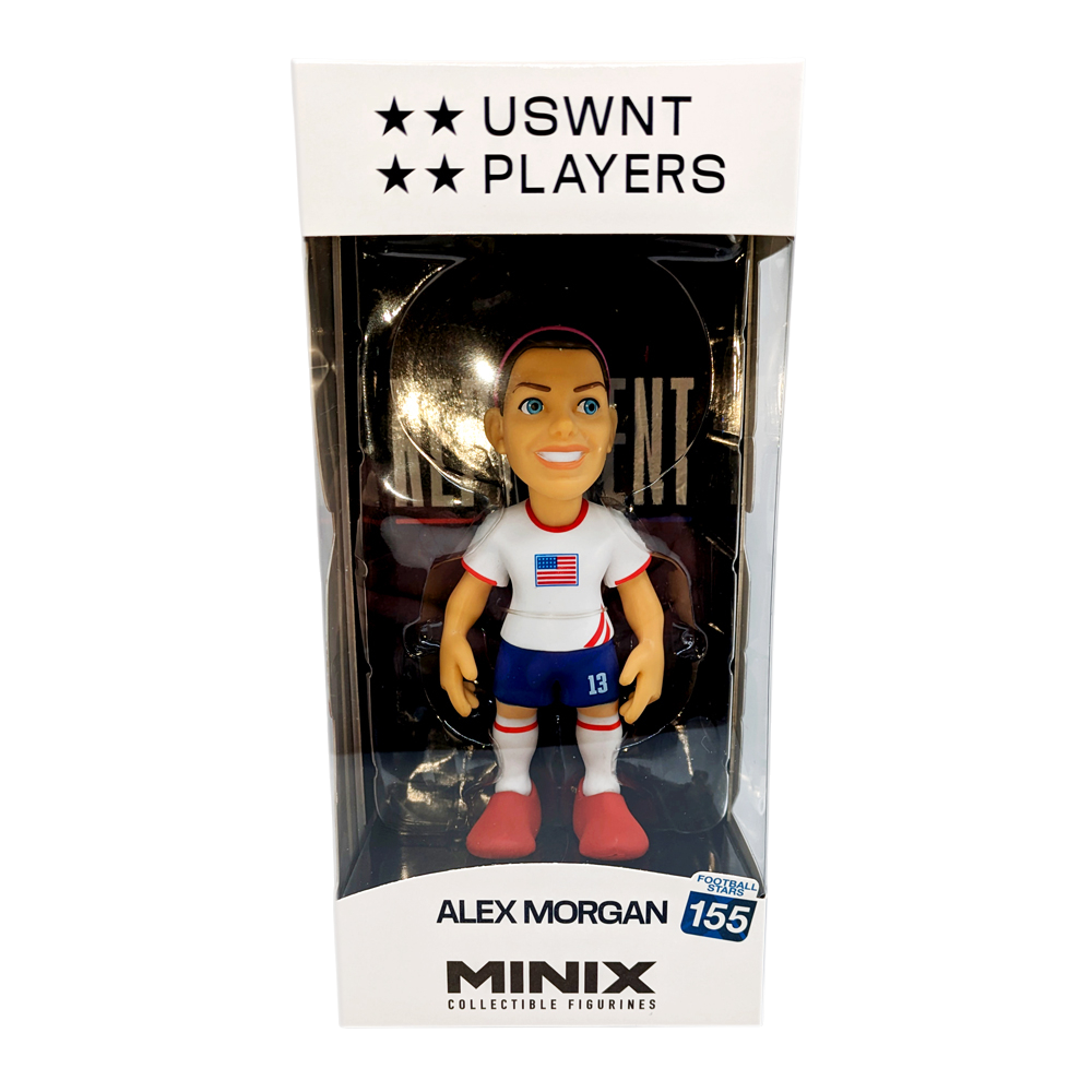 Minix Alex Morgan 12cm collectible figurine in official USWNT kit with detailed design and packaging