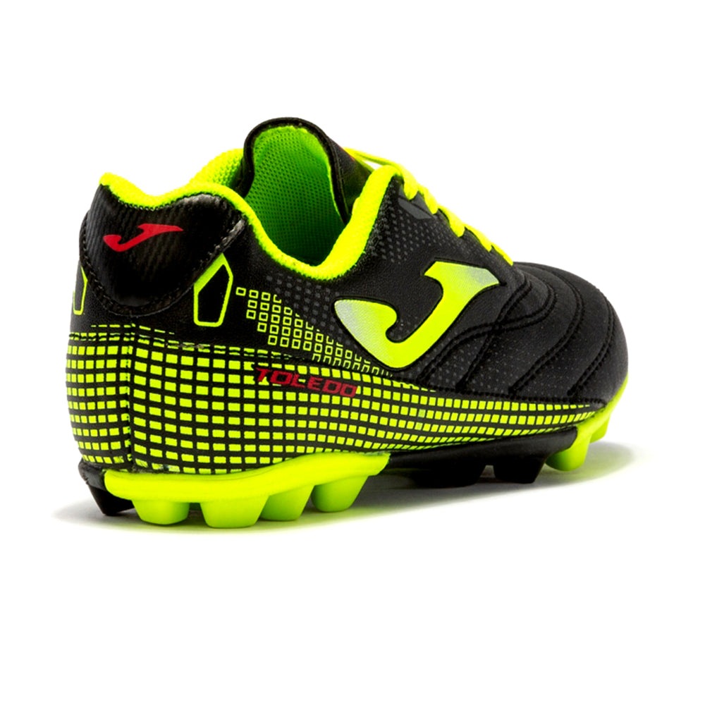 Joma Toledo Junior Molded 24 Soccer Shoes with lightweight Fibertec upper and rubber outsole for kids.