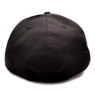 Black Fan Ink Dawn Fitted Hat showcasing team style and spirit, rear view.