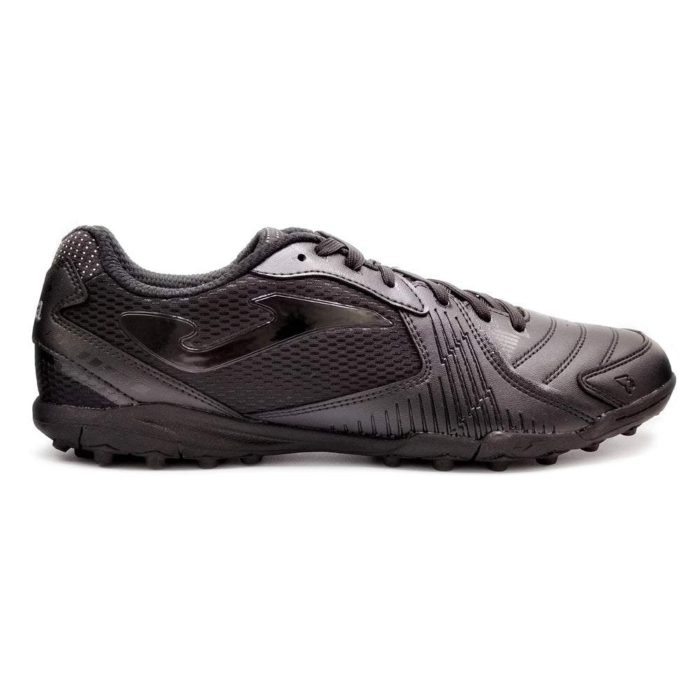 Joma Dribling Turf Adult Soccer Shoes in black, designed for durability and support on indoor surfaces.