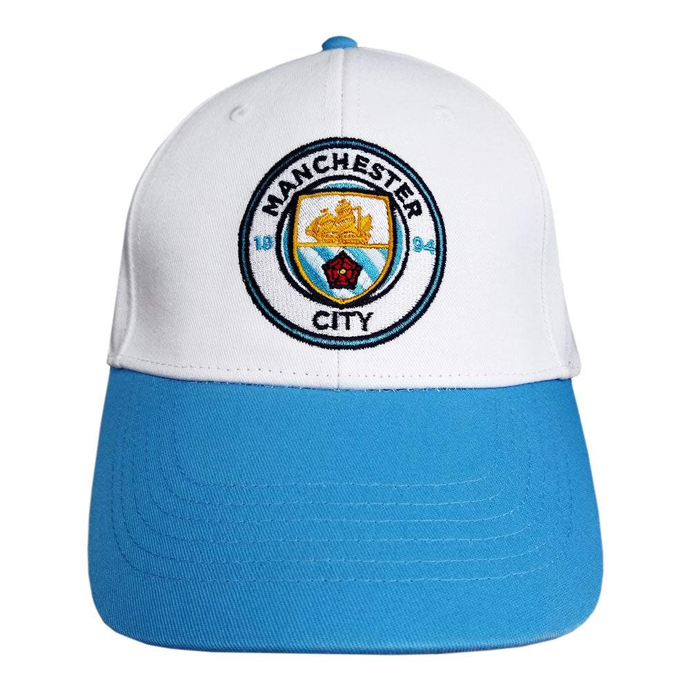 Officially licensed Manchester City football hat with adjustable 2-tone design and embroidered club crest
