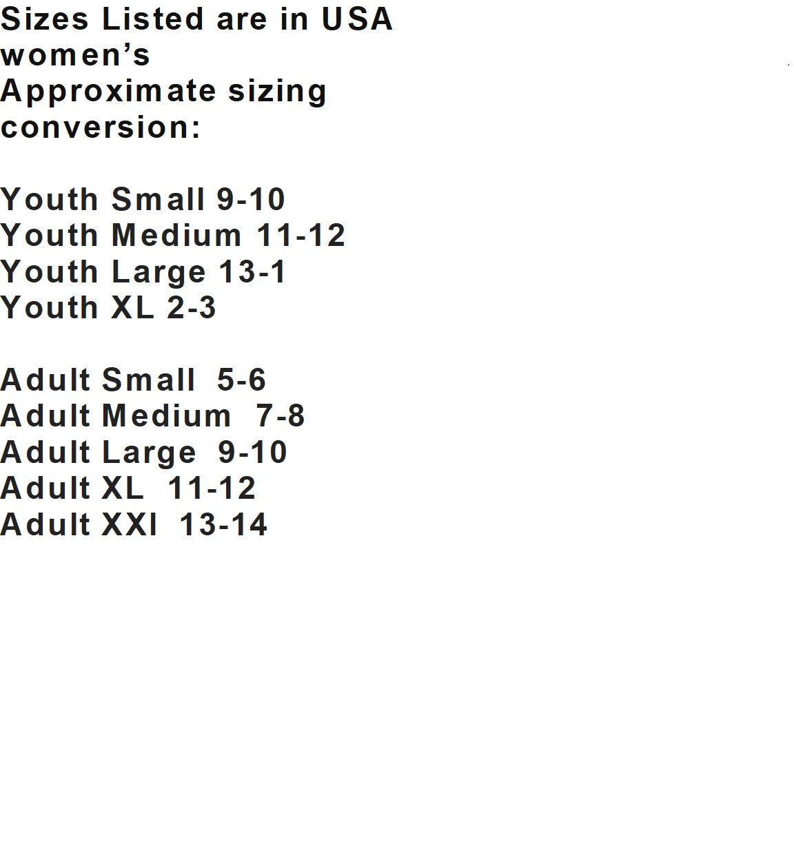 volleyball sport slippers size chart for women with youth and adult USA measurements