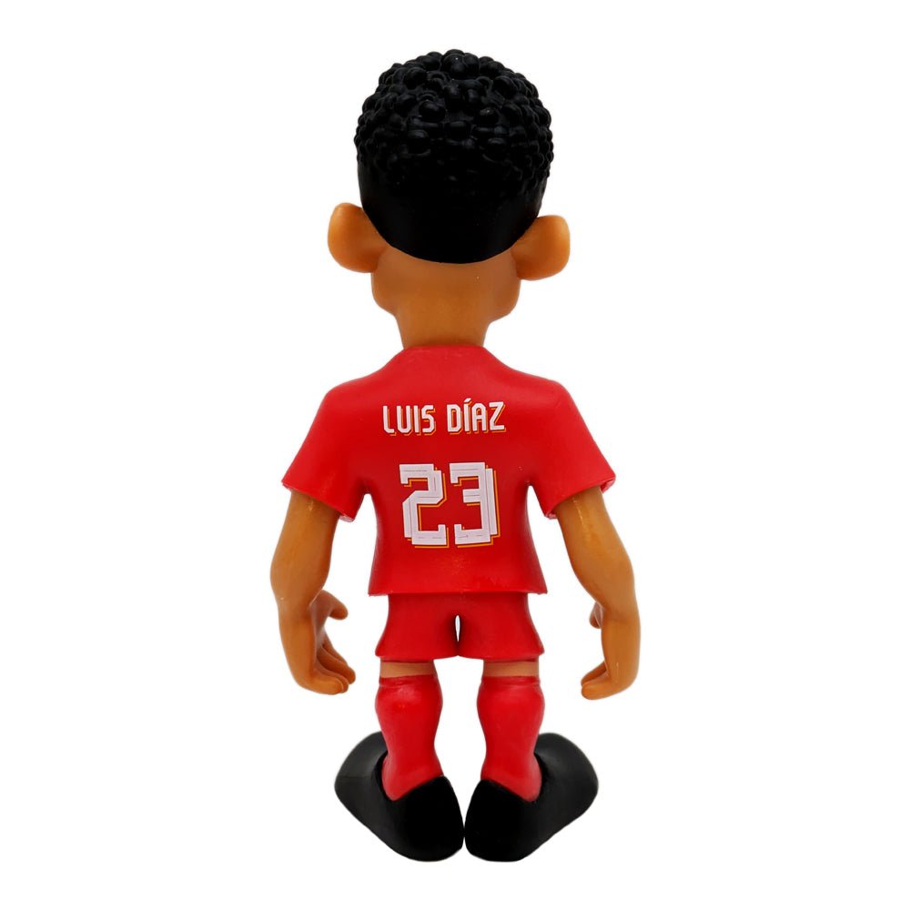 Minix Liverpool FC Football Stars 12cm collectible figurine of Luis Díaz in official red kit from the back view.