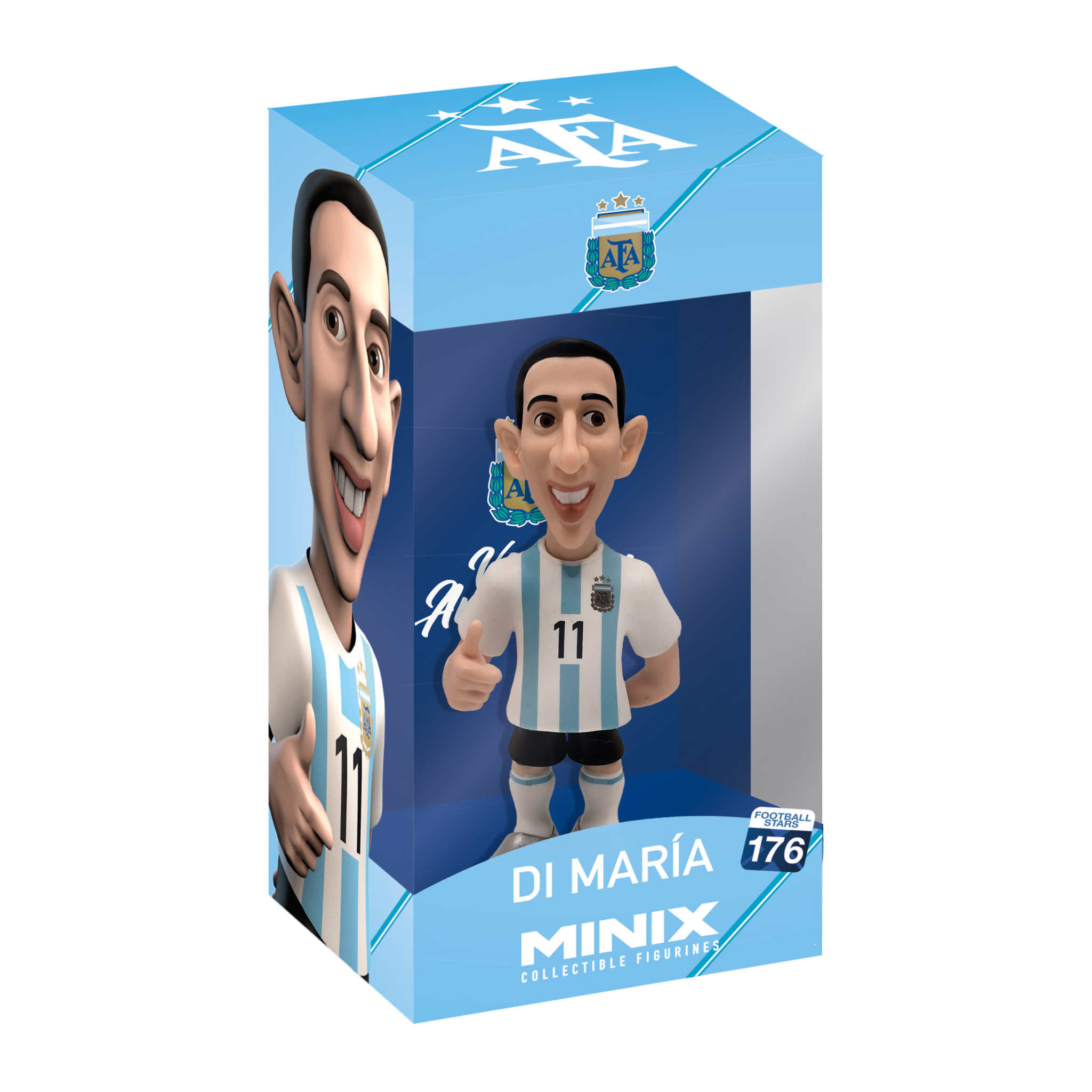 Minix Argentina National Team 12cm collectible figurine of Di María in official AFA licensed packaging