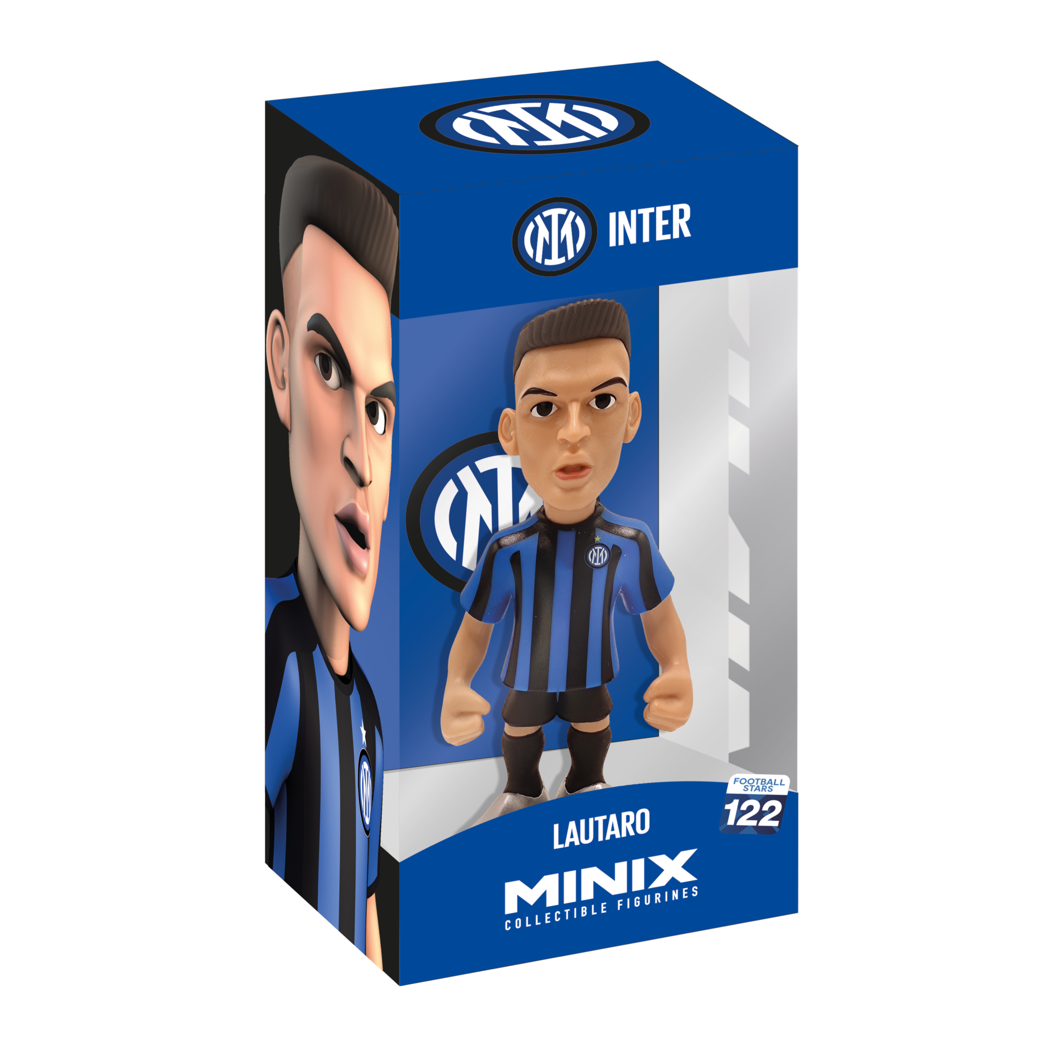Minix Inter Milan official 12cm collectible figurine of Lautaro Martínez in blue and black kit in display box