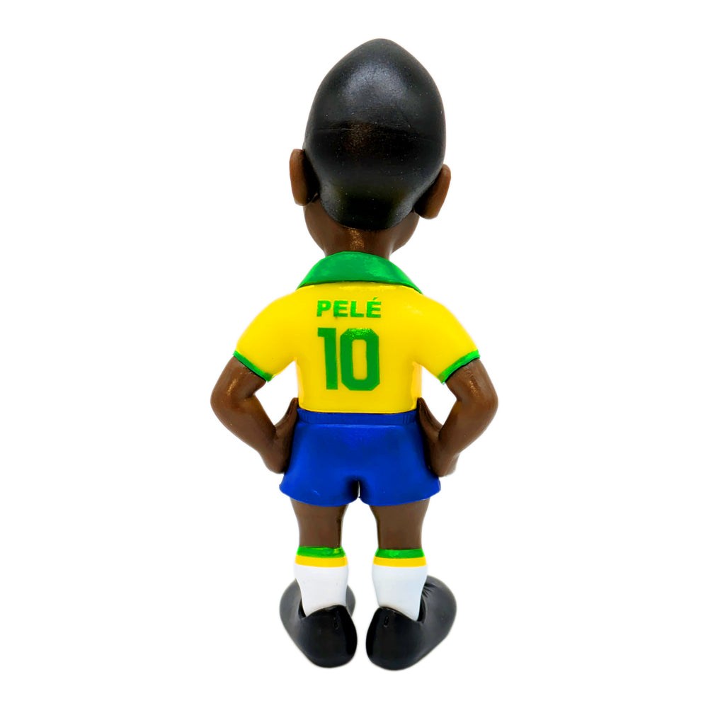 Minix Football Legends Pelé 12cm collectible figurine in Brazil yellow and blue kit, back view