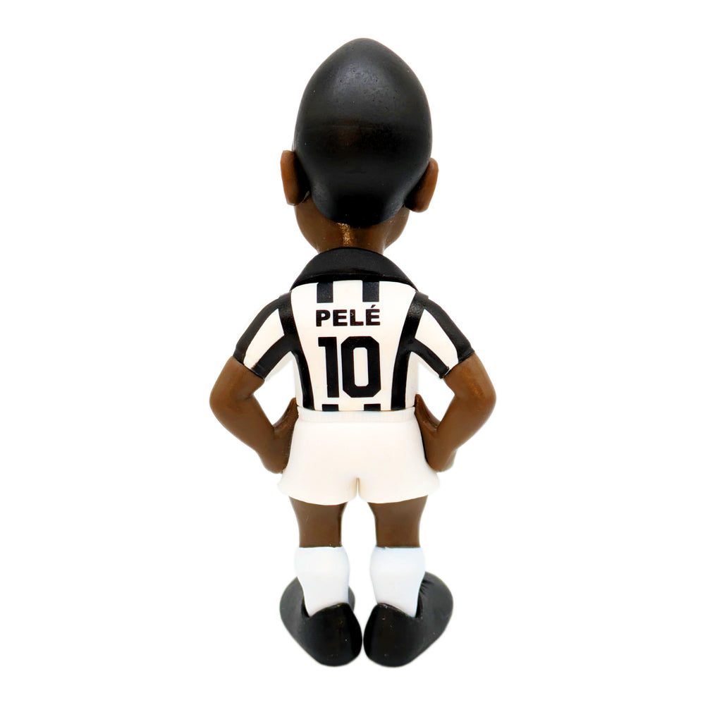 Minix Football Legends Pelé collectible figurine in Santos FC black and white kit, 12cm tall soccer icon model from behind