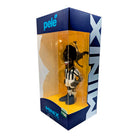 Minix Pelé Santos FC collectible figurine in a black-and-white striped kit, displayed in a blue and yellow window box.