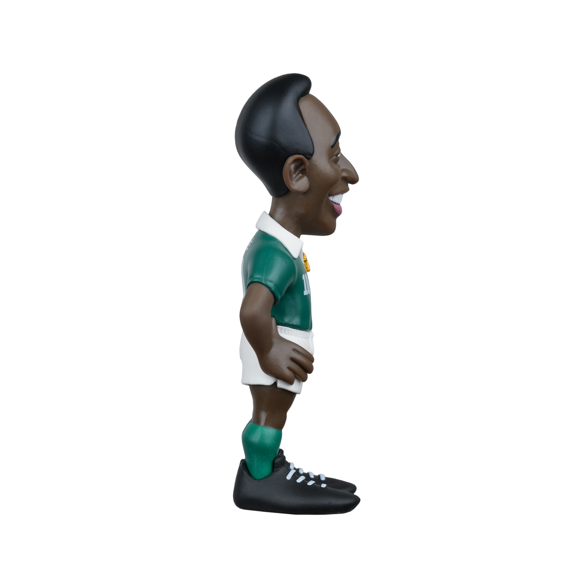 Minix Pele collectible football figurine with five iconic kits and authentic likeness in 12cm display size