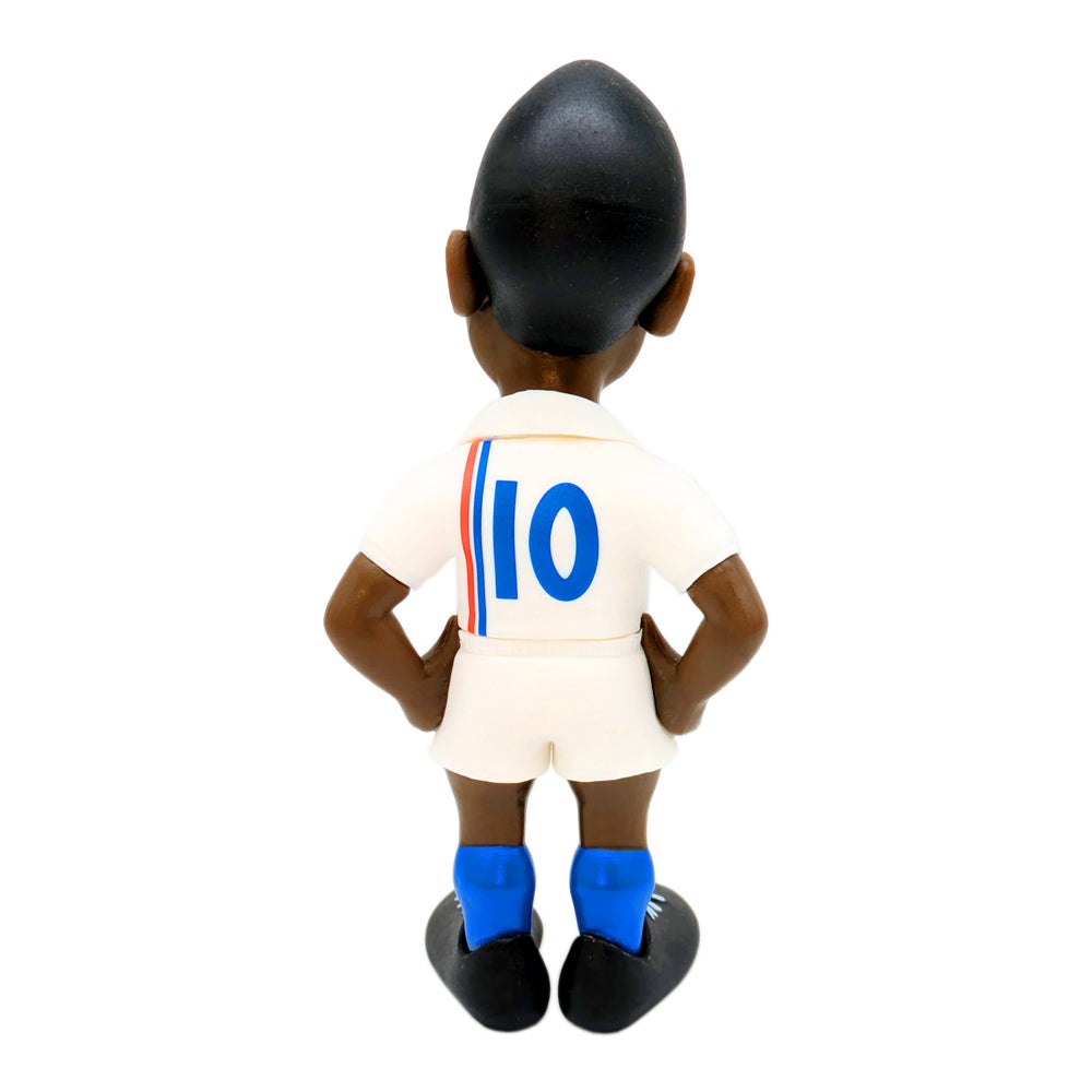 Minix Football Legends Pelé collectible figurine 12cm in white kit with number 10 and blue socks viewed from the back
