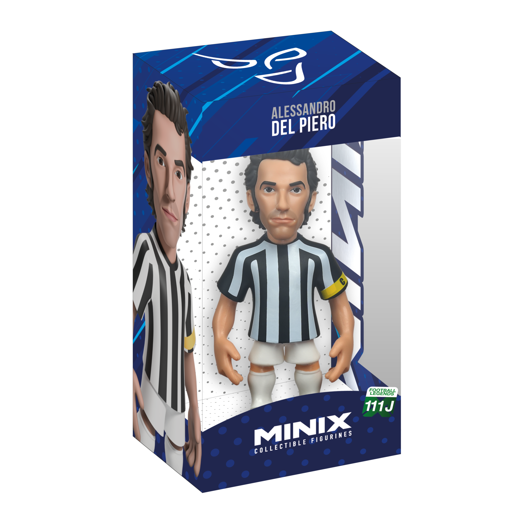 Alessandro Del Piero Minix 12cm collectible figurine in Juventus kit, officially licensed football star figure in display box