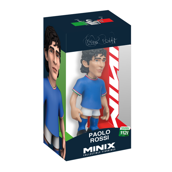 Minix Paolo Rossi 12cm collectible figurine in Italy football kit showcasing Italian football legend in detailed design