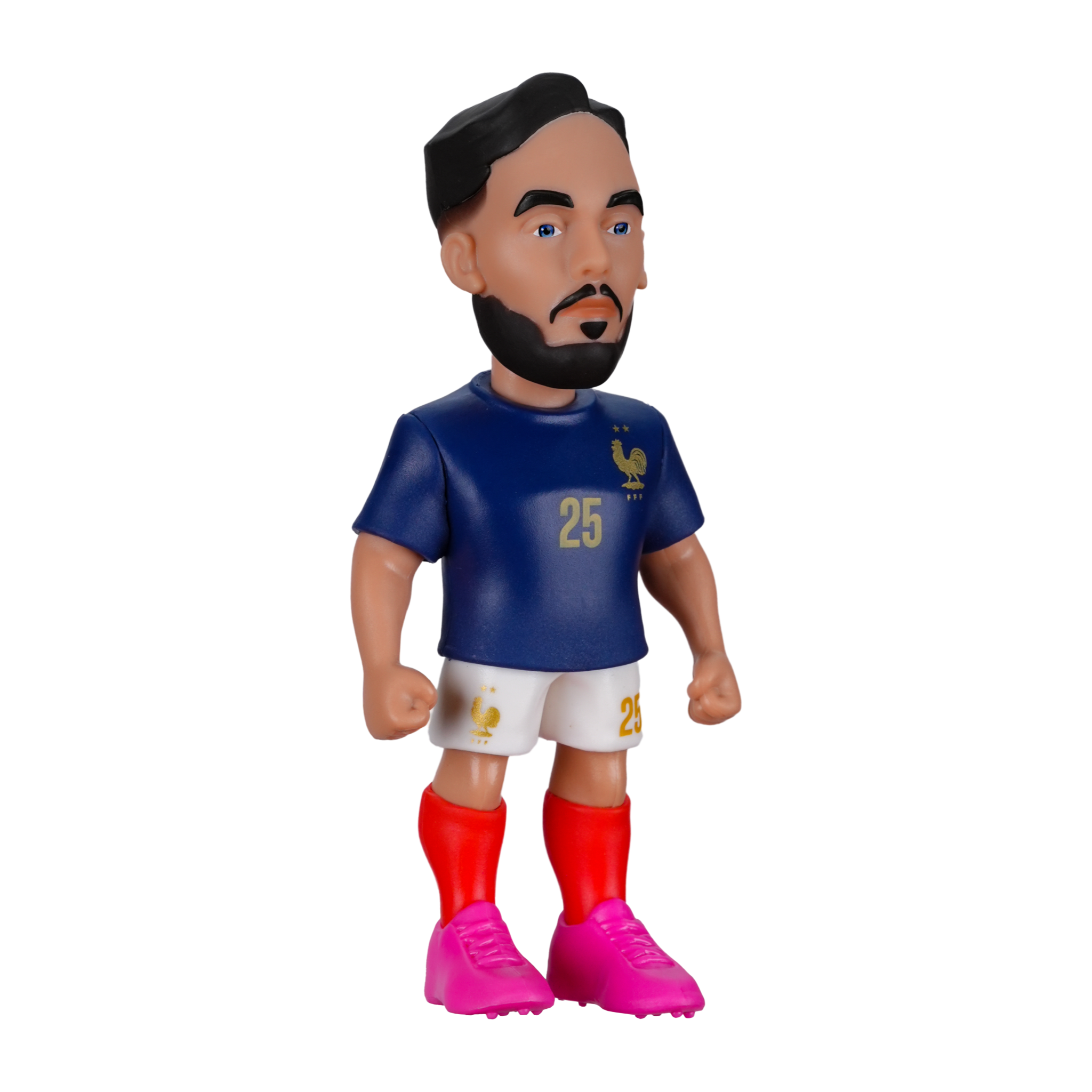 Minix France National Team 5-pack collectible football figures featuring Mbappé, Dembélé, Barcola, Doué, and Cherki in 7cm display box