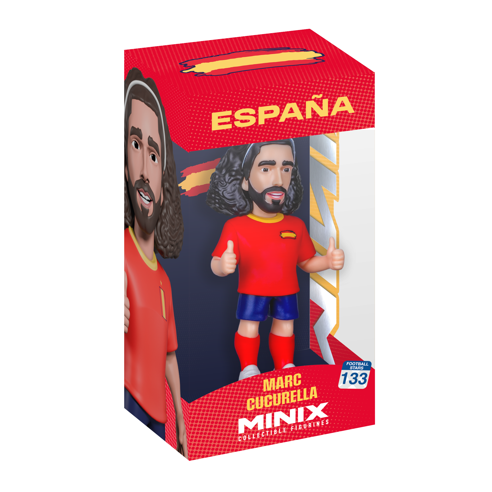 Minix Marc Cucurella collectible figurine in Spain football kit, 12cm tall official football star figure