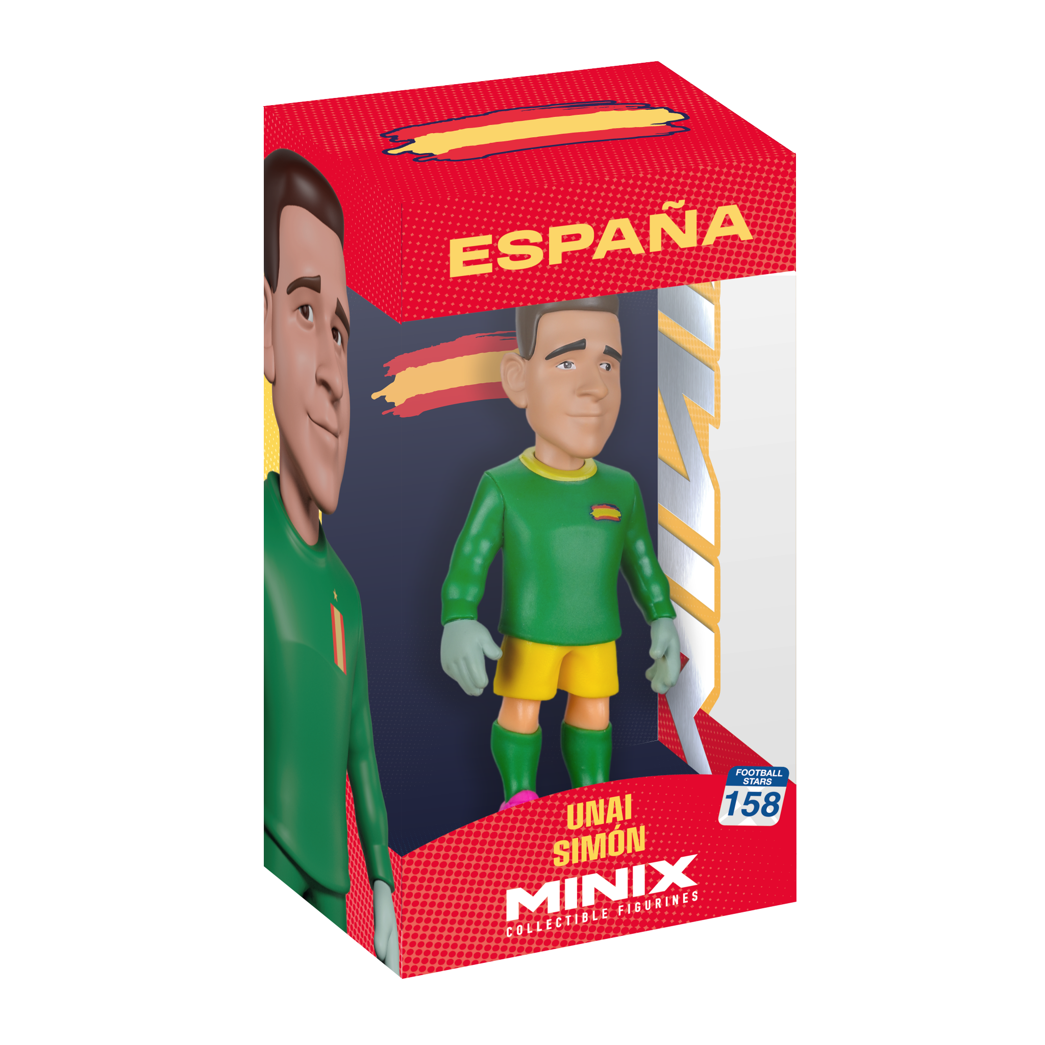 Minix Unai Simón collectible figurine in Spain goalkeeper kit, 12cm tall official football star figure