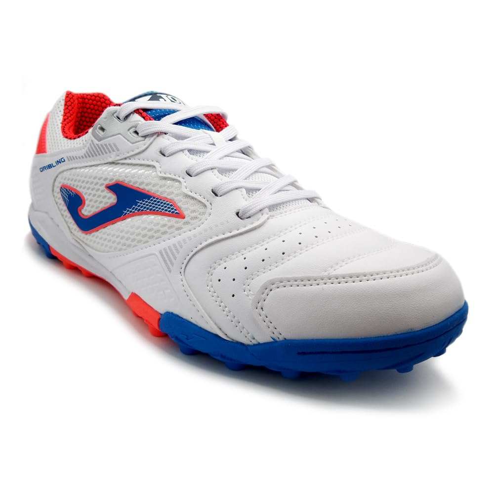 Joma Dribling Turf white and red adult soccer shoes for turf with reinforced toe and breathable upper