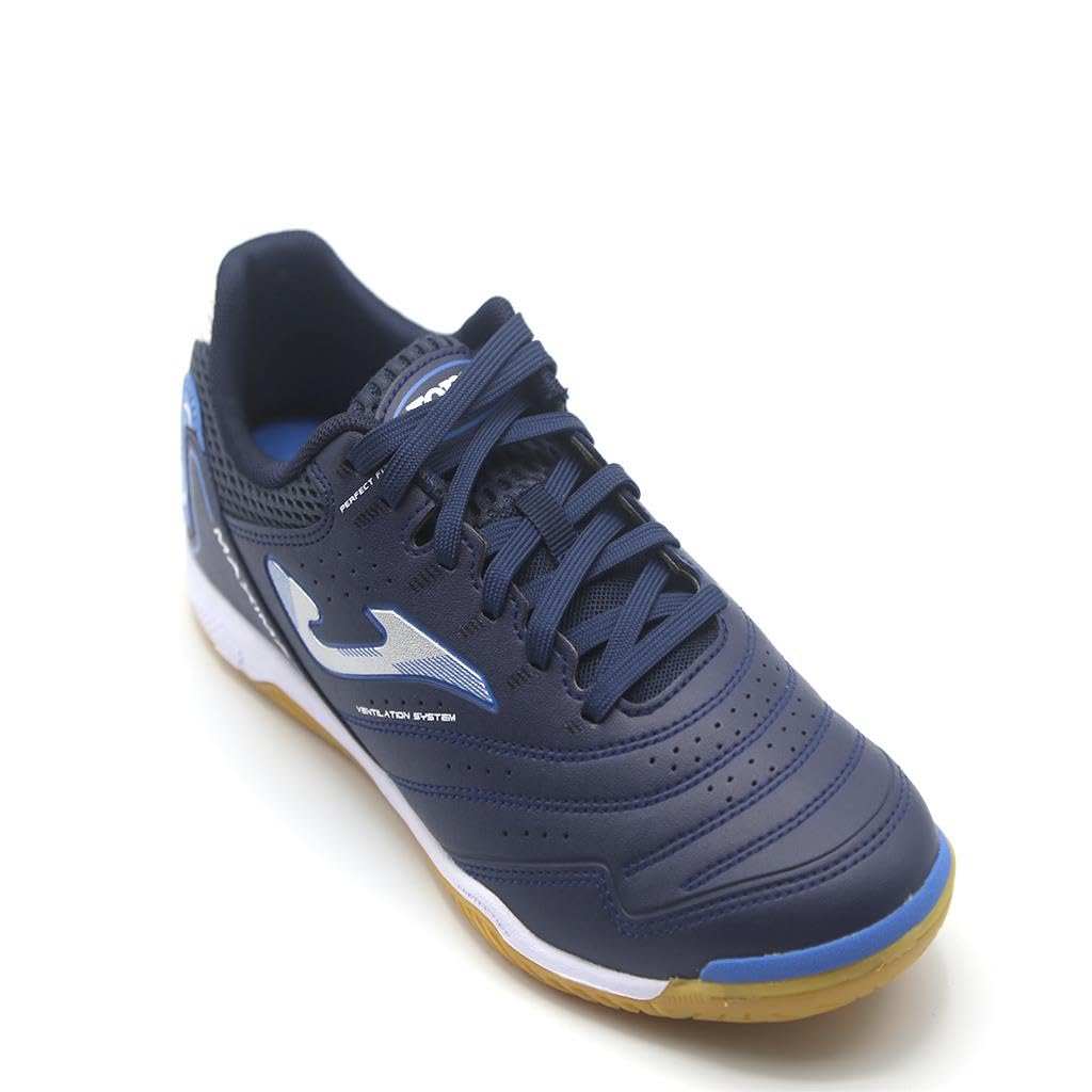 Joma Maxima white unisex futsal boot with synthetic upper, lace closure, and durable rubber sole