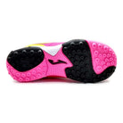 Joma Toledo Junior Turf Soccer Shoe in pink and neon yellow for kids size 4 with synthetic Fibertec upper and rubber outsole