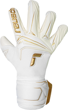 Reusch Attrakt AB1 Advance goalkeeper glove in White-Gold, front view
