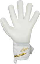 Reusch Attrakt AB1 Advance Junior goalkeeper glove in White-Gold, backhand view