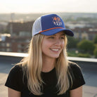 Fan Ink FC Barcelona black retro-surf style trucker hat with gradient front and adjustable snapback