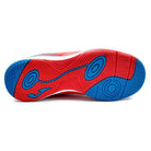 Toledo JR Kids Indoor Soccer Shoe in red and blue with EVA insole and non-marking rubber outsole