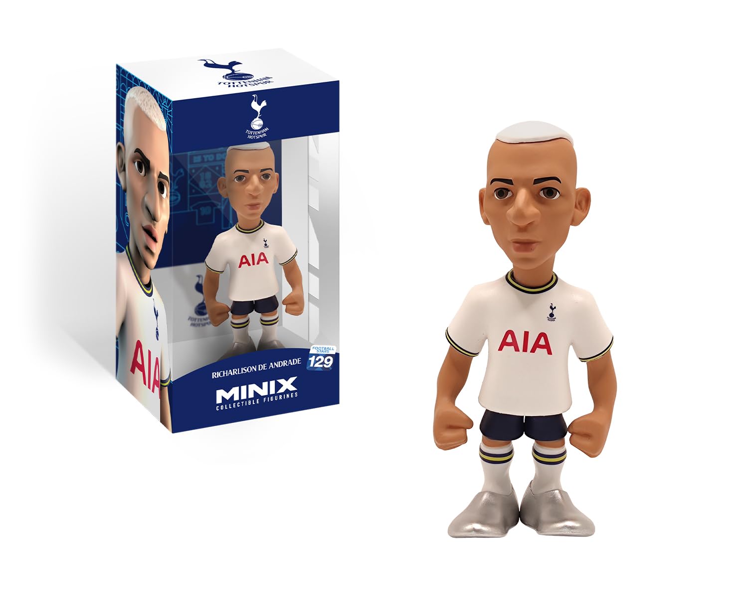 MINIX collectible football star Richarlison 12cm figurine in white, detailed sports collectible figure in stylish packaging