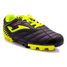 Black Junior Firm Ground Soccer Cleats by Joma with lightweight synthetic upper and multi-surface outsole for youth players