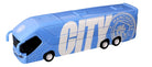 Manchester City collectible miniature team bus with friction-power engine and authentic club branding in sky color
