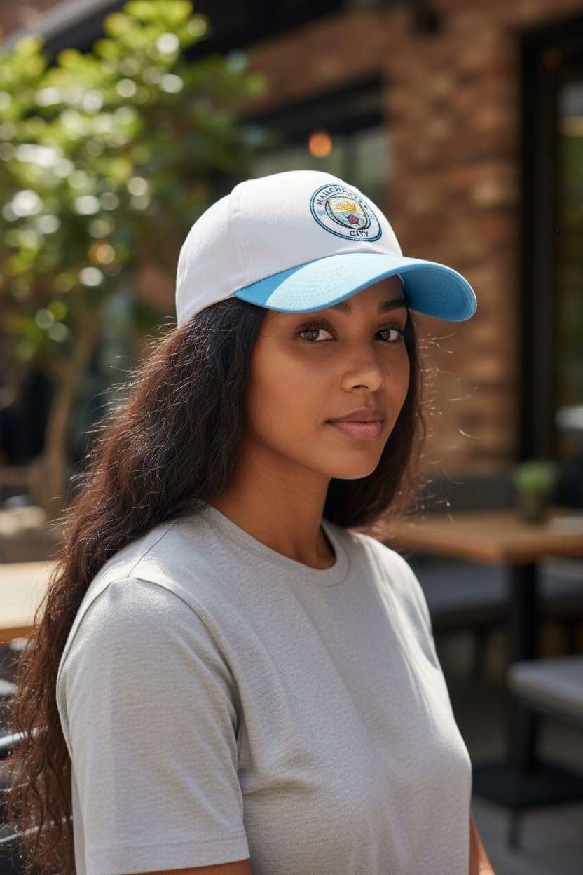 Fan Ink Limited Manchester City adjustable unisex soccer hat with embroidered crest and two-tone design