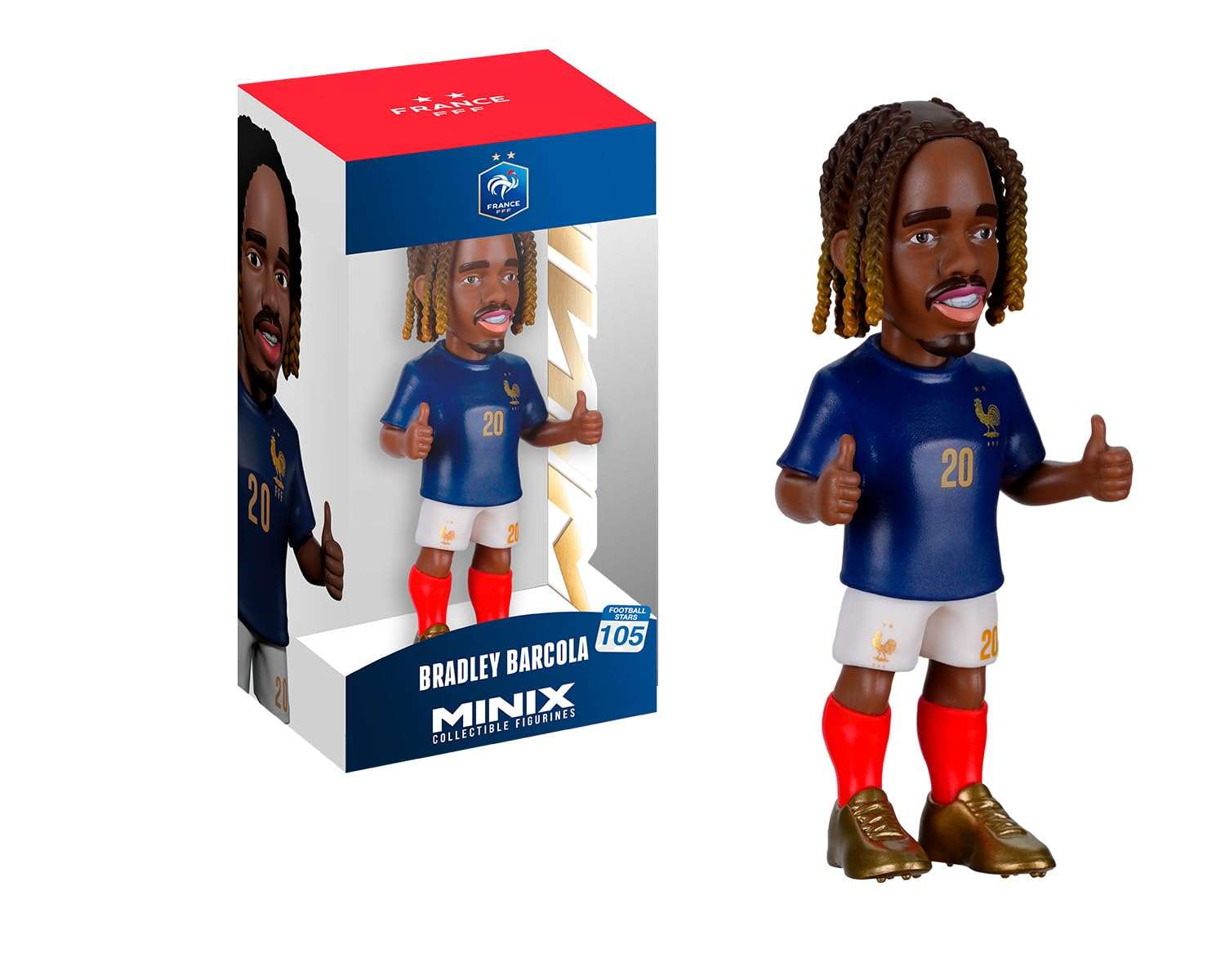 Minix France collectible figurine of Bradley Barcola in official team kit, detailed and display-ready