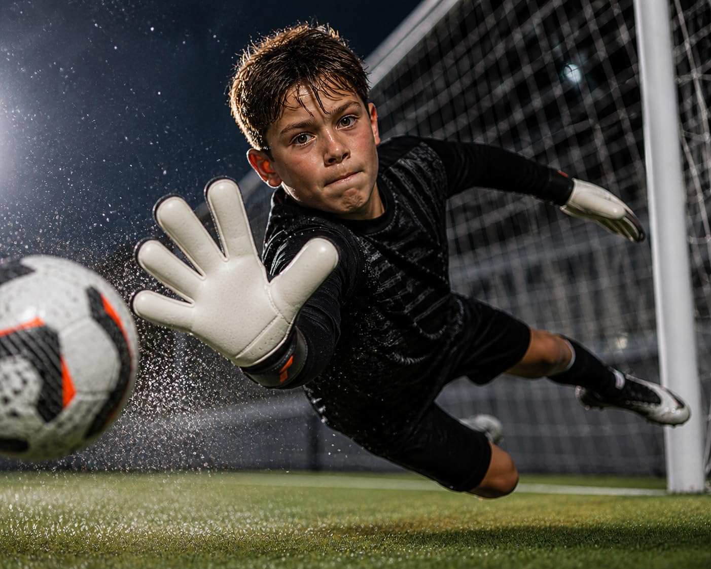 Reusch Attrakt Advance Junior Goalkeeper Gloves in black and orange with Reusch Grip Advance latex for reliable grip and finger support