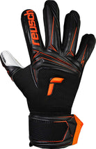 Black and orange Reusch Attrakt Advance Junior goalkeeper gloves with Reusch Grip Advance latex and finger support technology