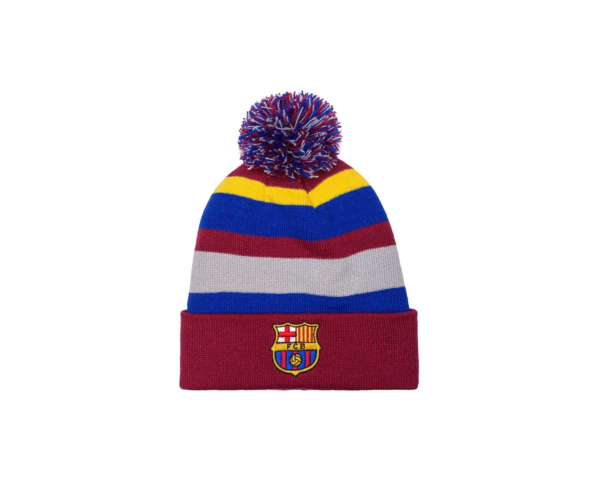 Fan Ink FC Barcelona multicoloured knit beanie with embroidered crest and soft acrylic fabric