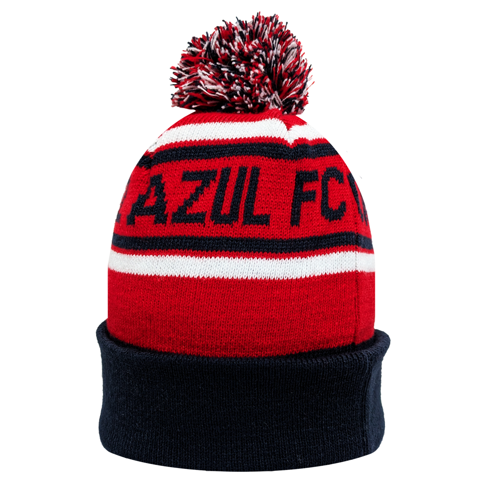 Fan Ink unisex premium acrylic soccer club cuff beanie hat with embroidered Cruz Azul FC crest and pompom