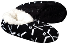 Black and white hockey-themed sport slippers with plush lining and non-slip sole by Snoozies