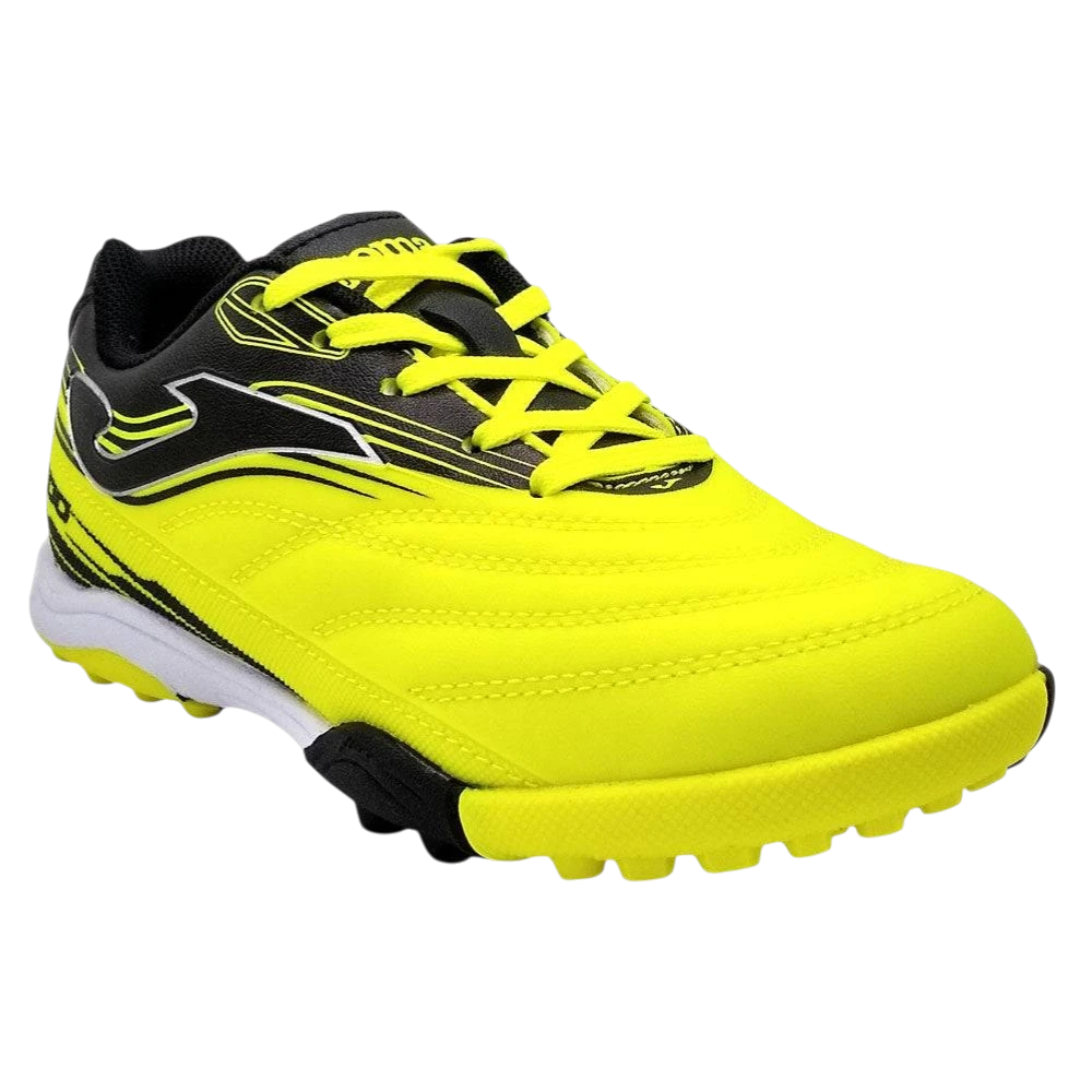 Joma Toledo Junior Kids Turf Soccer Shoes - bright yellow and black design for improved grip and comfort.