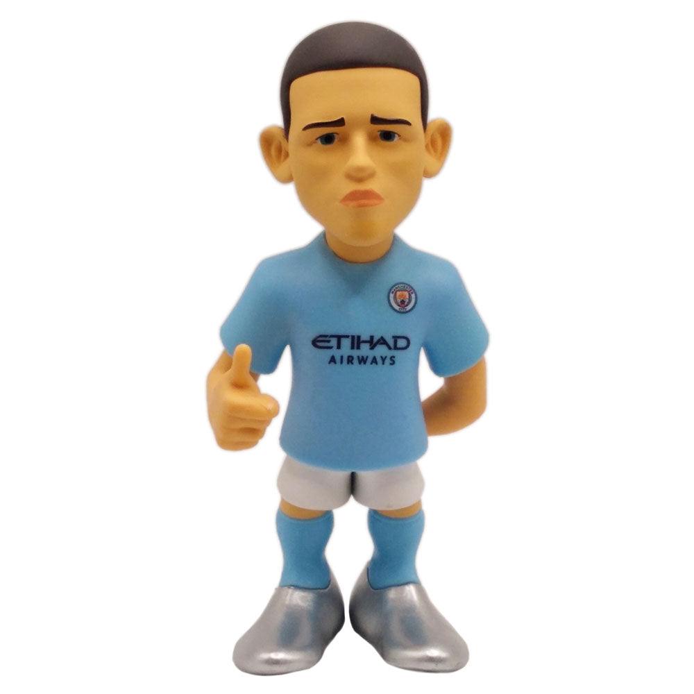 Minix Manchester City Football Stars collectible figurine wearing club kit with Etihad Airways logo in football pose