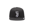 Black Juventus snapback hat with embroidered team logo and flat bill by Fan Ink