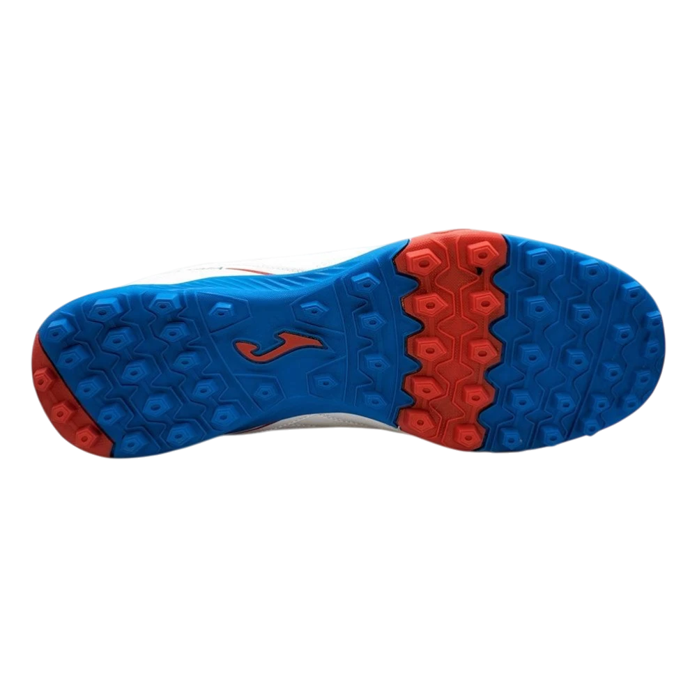 Joma Maxima turf soccer shoes sole with blue and red stud pattern for superior traction and lightweight performance