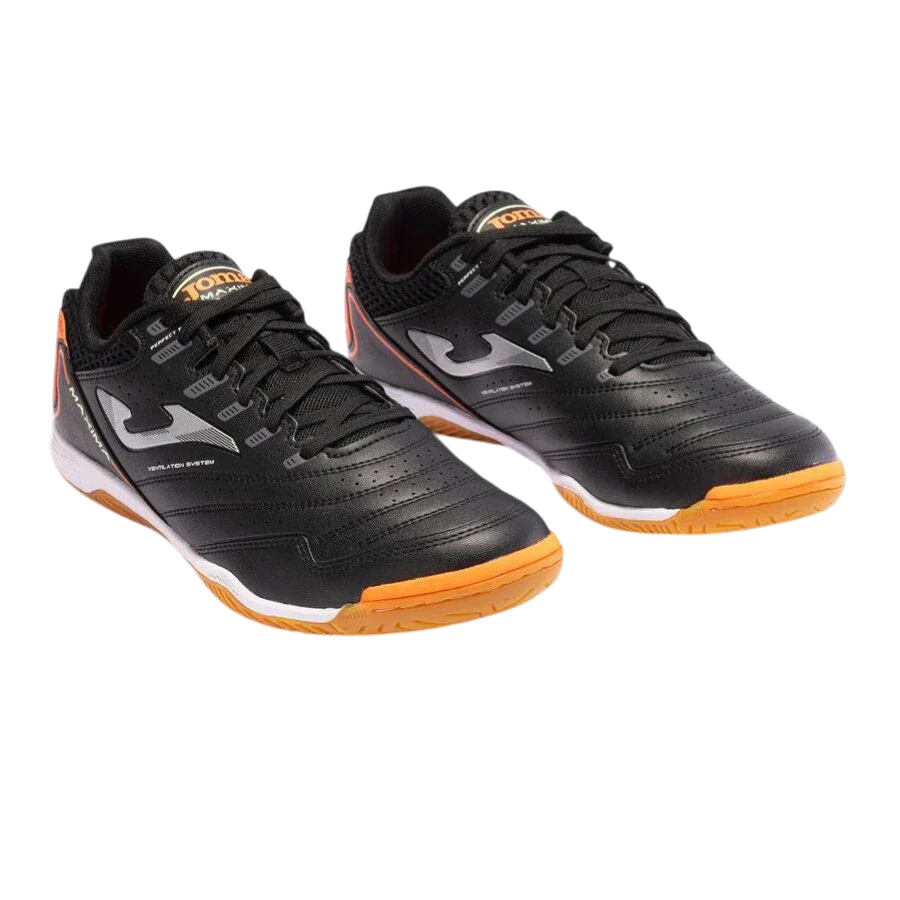 Joma Maxima indoor futsal shoes with lightweight upper and non-marking rubber outsole for agility and traction