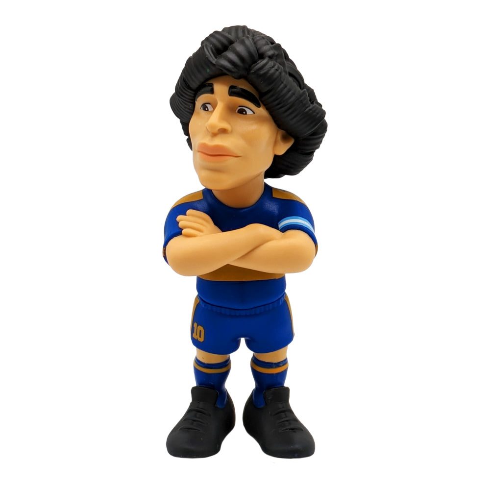 Minix Diego Maradona collectible figurine in blue and gold Boca Juniors kit, 12cm tall football legend model
